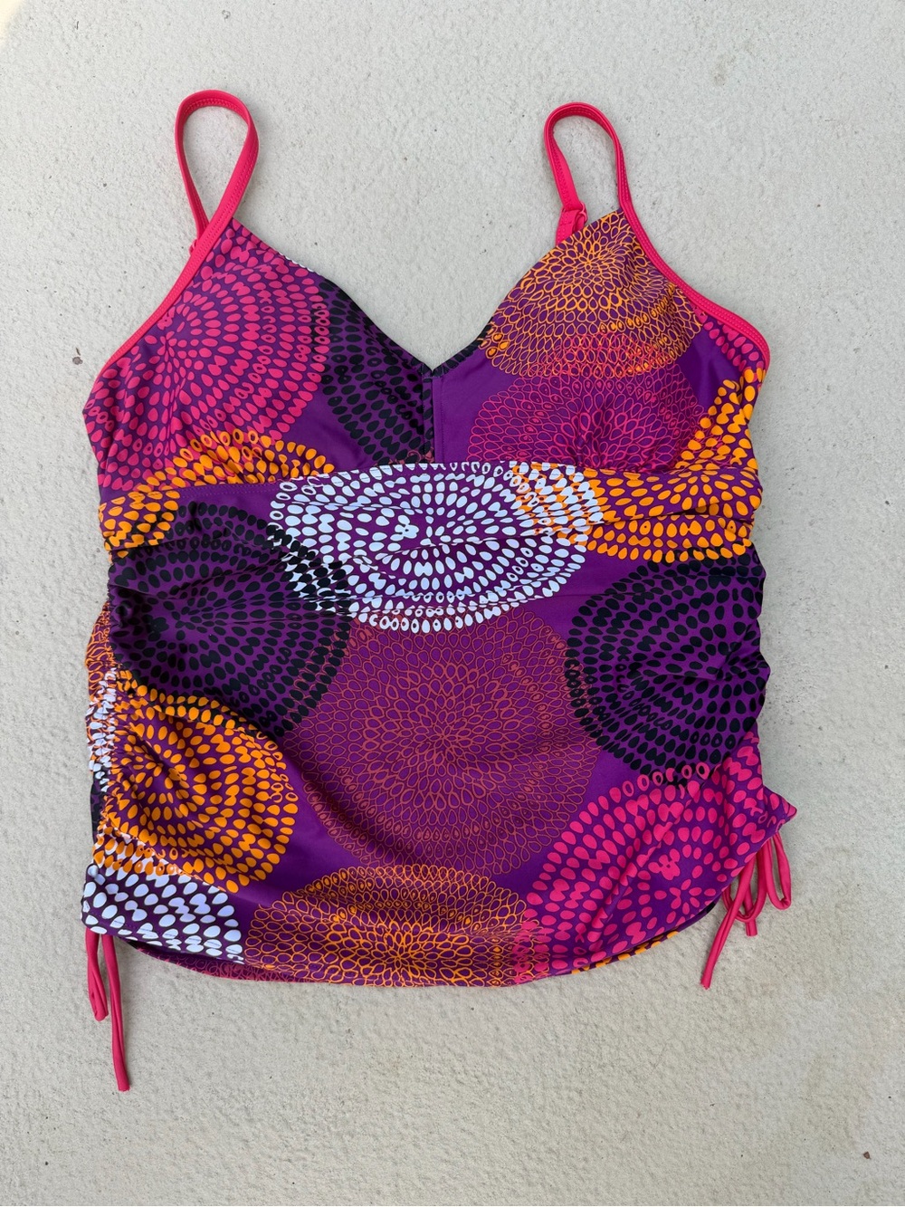 Prana Moorea Pink/Purple Geometric Print Tankini Swim Top Women’s XL